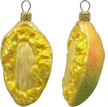 Slice of Mango Fruit Polish Glass Christmas Ornament Food Decoration - Thumbnail 2