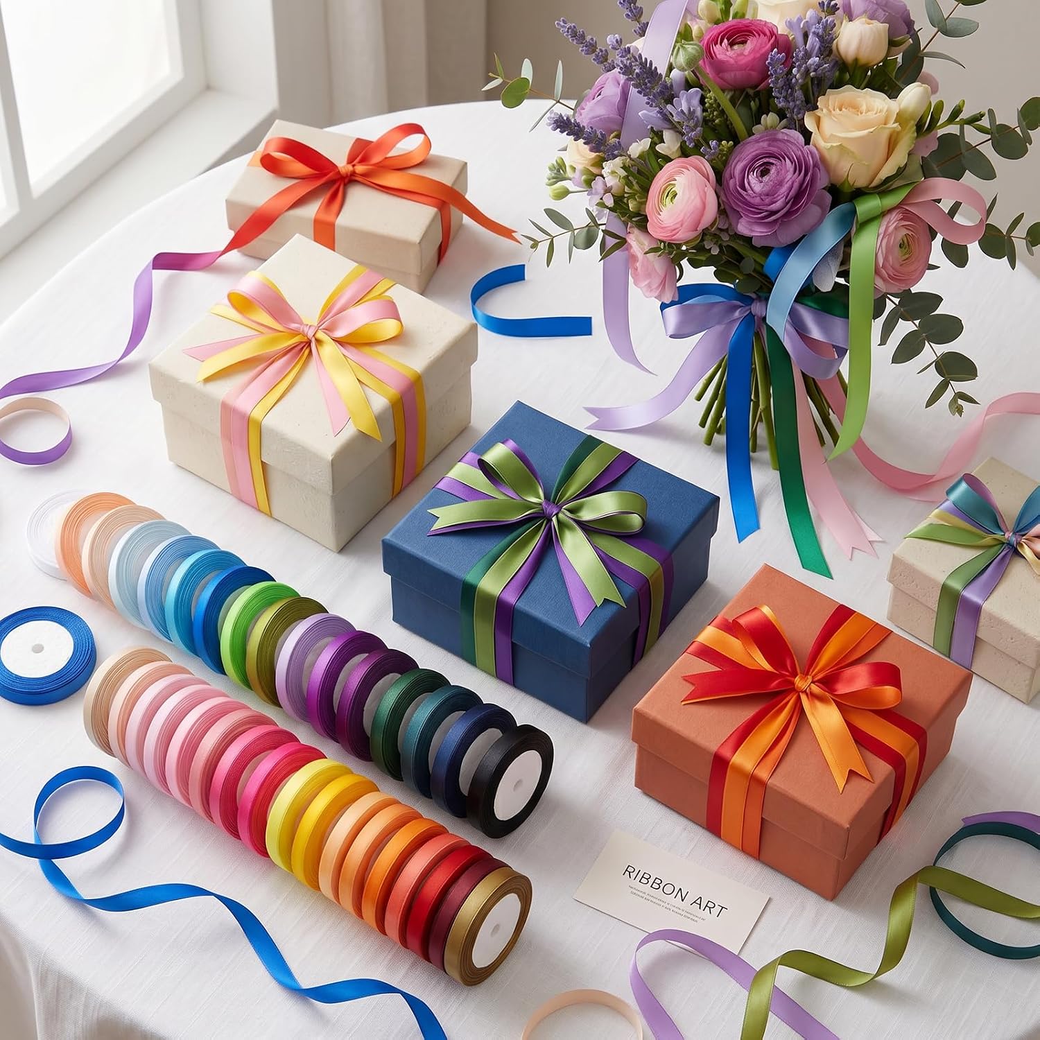 800 Yards Ribbon,3/8 Inch Satin Ribbon (32 Colors)