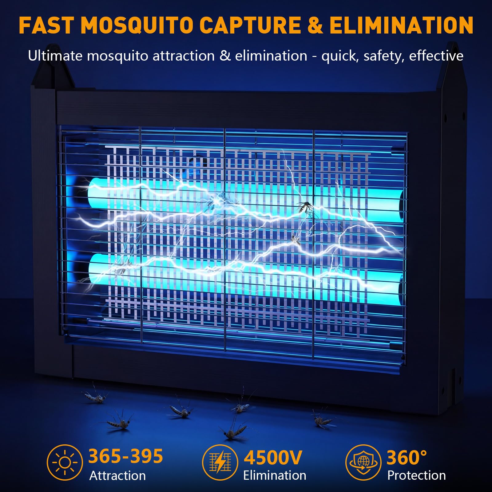 Eliminador solar de insectos para exteriores, 4500 V, solar, para exteriores e interiores, cobertura de 1/2 acre, inalámbrico recargable, eléctrico, trampas para mosquitos IPX5 impermeables para patio