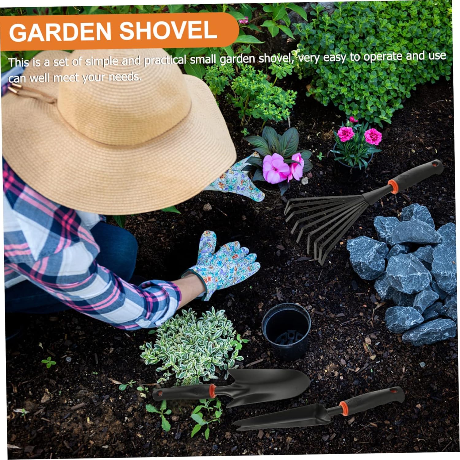 5pcs Gardening Tool Digging Shovel Transplanting Shovel Weeding Tool Sturdy Iron Material Comfortable Handle for Gardeners