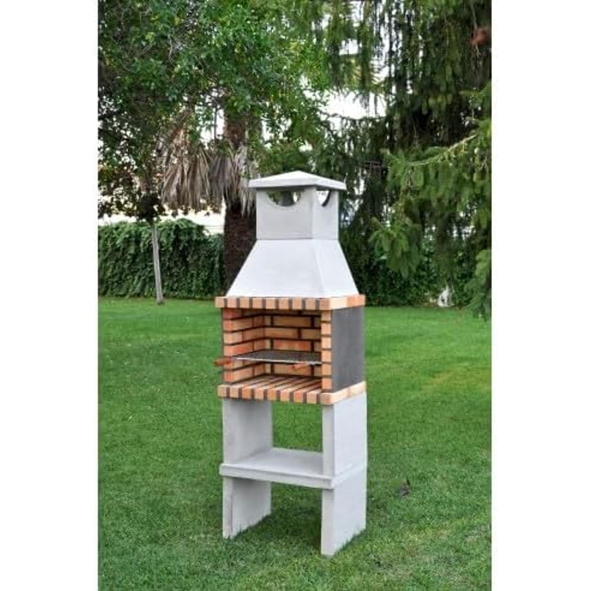 MOVELAR - Barbacoa de Obra Prefabricada de Leña y Carbón Modelo Niza/Zon Plus (Gris, Naranja - 62 x 46 x 186 cm) REF: 3545 - Cocina de Exterior Compacta para Jardín o Patio
