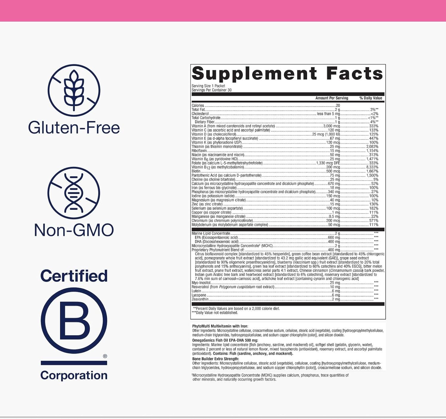 Metagenics Wellness Essentials Women’s - Daily Packets* - Multivitamin, Omega‑3s & Antioxidants for Bone, Immune & Energy Support* - Non‑GMO, Gluten‑Free - 30 Packets