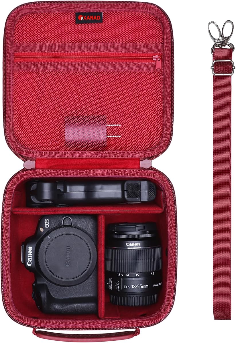 XANAD Hard Case for Canon EOS Rebel T7/T100/R50/R50 V/RP/R8 Camera,Red | Hard Case for Canon EOS Rebel R6 Mark II/R7/R10 DSLR Mirrorless Cameras, Bag for Sony Kodak Panasonic SLR Mirrorless Camera