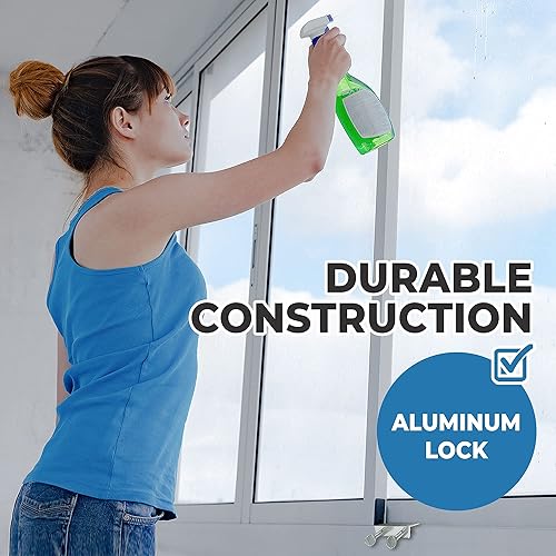 Miniatura 4 de Lion Locks - Cerraduras corredizas para ventana y puerta paquete de 10 cerradura de tornillo de seguridad de aluminio ajustable para pistas de