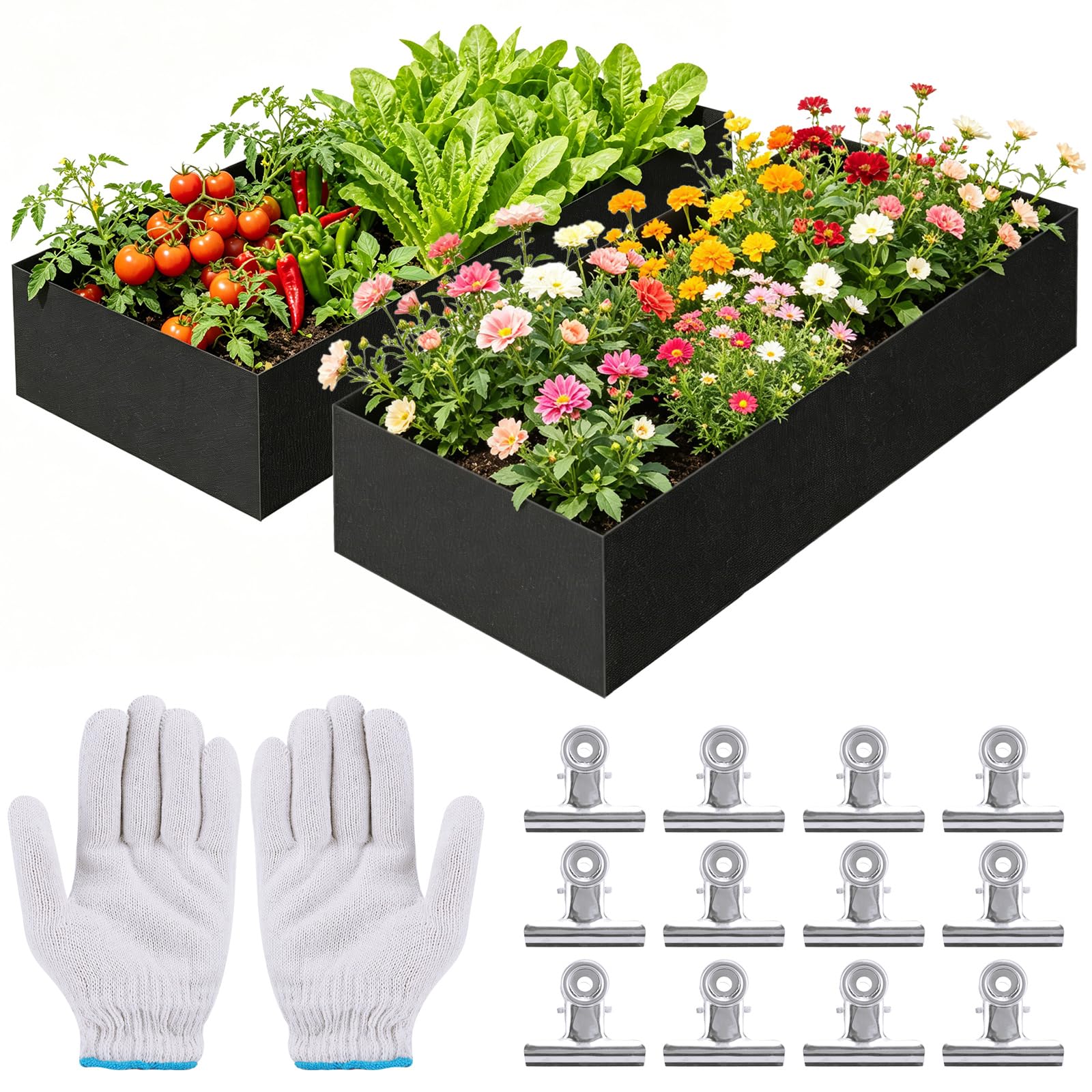 2pcs Planter Liners For Wooden Planter,120X60X30CM Fabric Liner with Glove