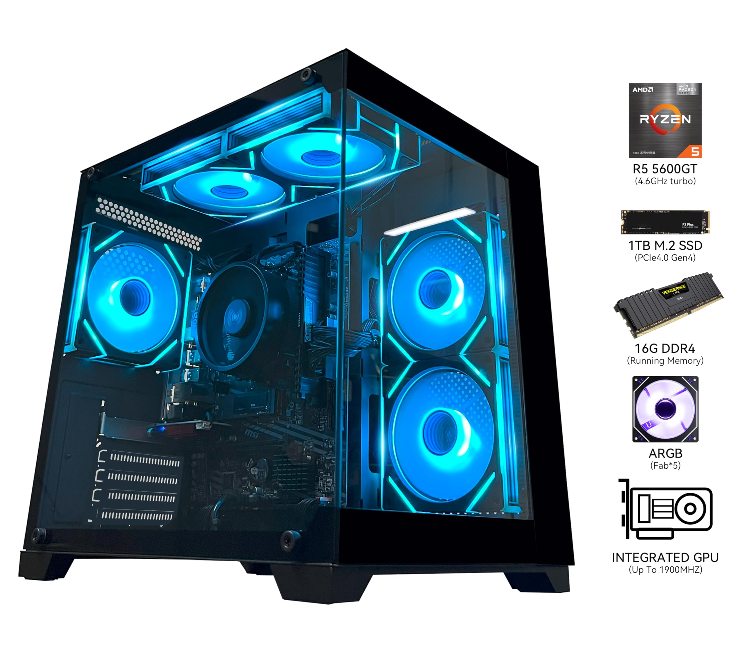 自作PC Ryzen 5 5600G/16GB/SSD 1TB/10GbE Amazon.com: YAWYORE Gaming PC Desktop Computer AMD Ryzen 5