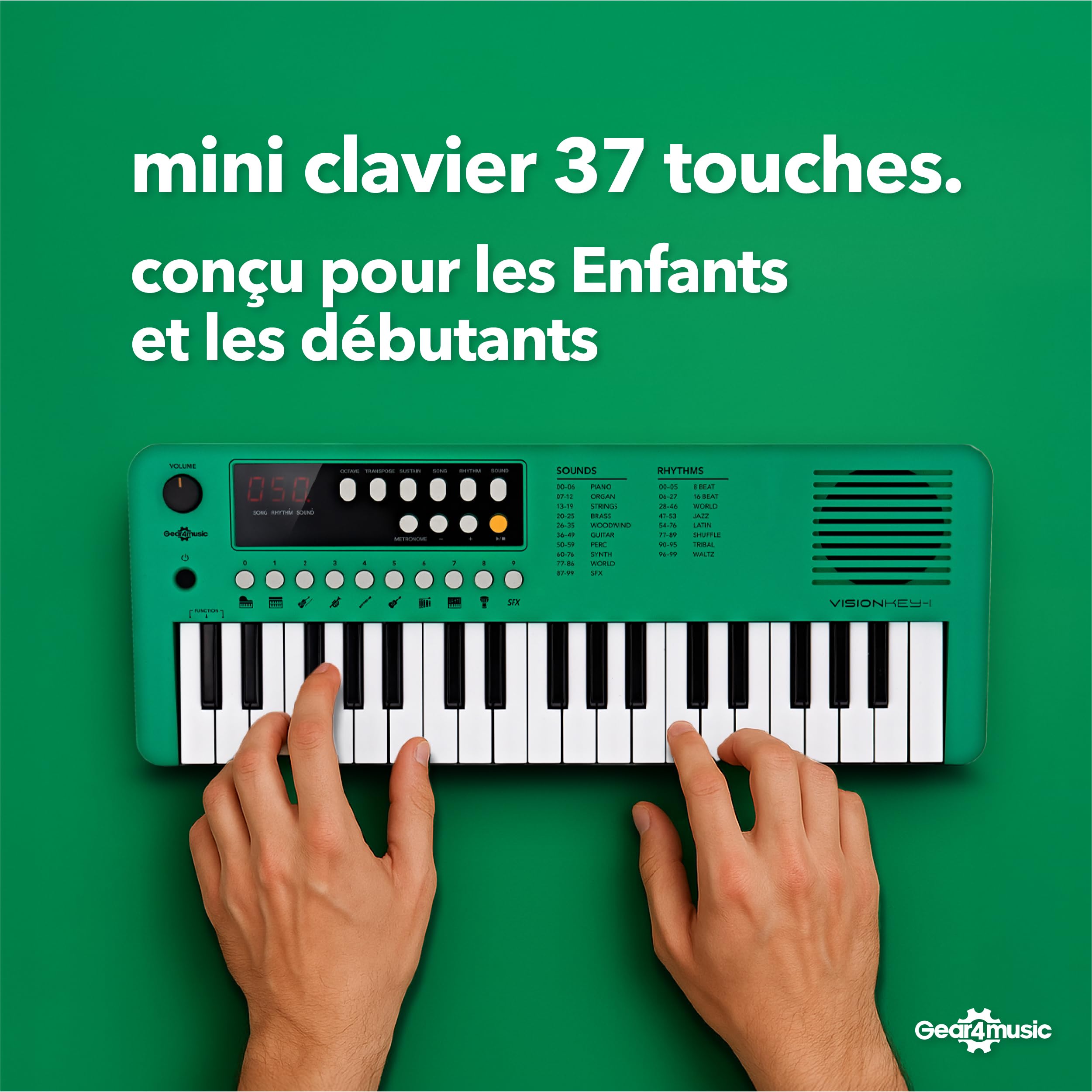 VISIONKEY-1 Mini Clavier Numérique 37 Touches pour Enfants et Débutants