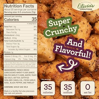 Olivia's Croutons Butter & Garlic Croutons, 0.75 oz, 50 Count