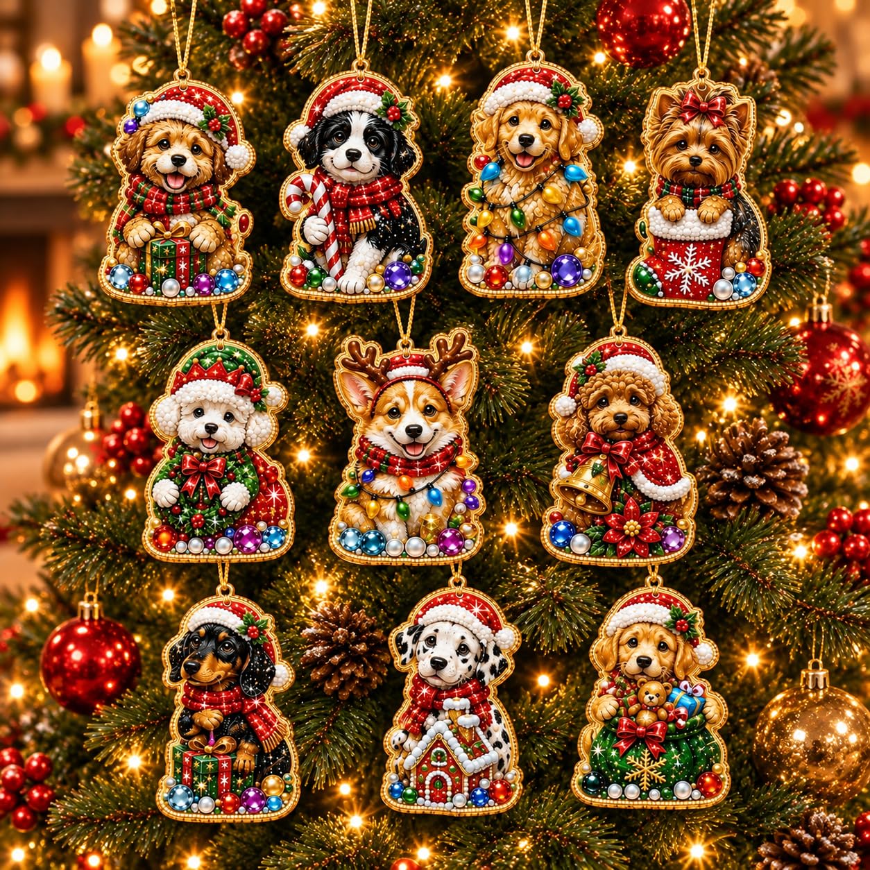 10PCS Christmas Pearl Diamond Painting Hanging Ornament Art Kit for Adults — image 1