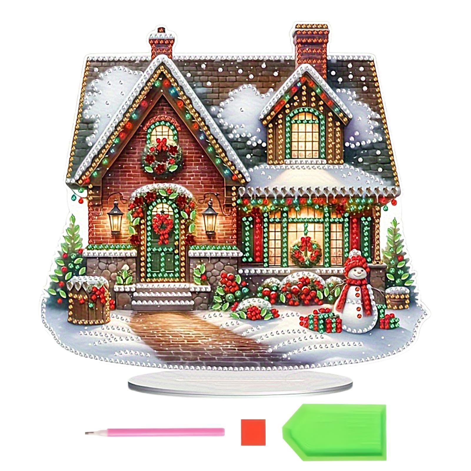 Kit de pintura artística de gemas de mesa, de mesa con gemas | artísticas | Pintura artística con gemas de temática navideña - de escritorio para la sala de estar en casa, arte con