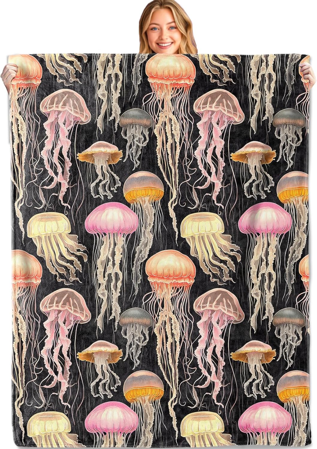 Cute Otter Throw Blanket,50x60in,Soft,Lightweight Flannel,Floral Light Blue Blankets - Gifts for Kids Adult Women,for Couch Office Travel,Home Living Room Whimsical Decor