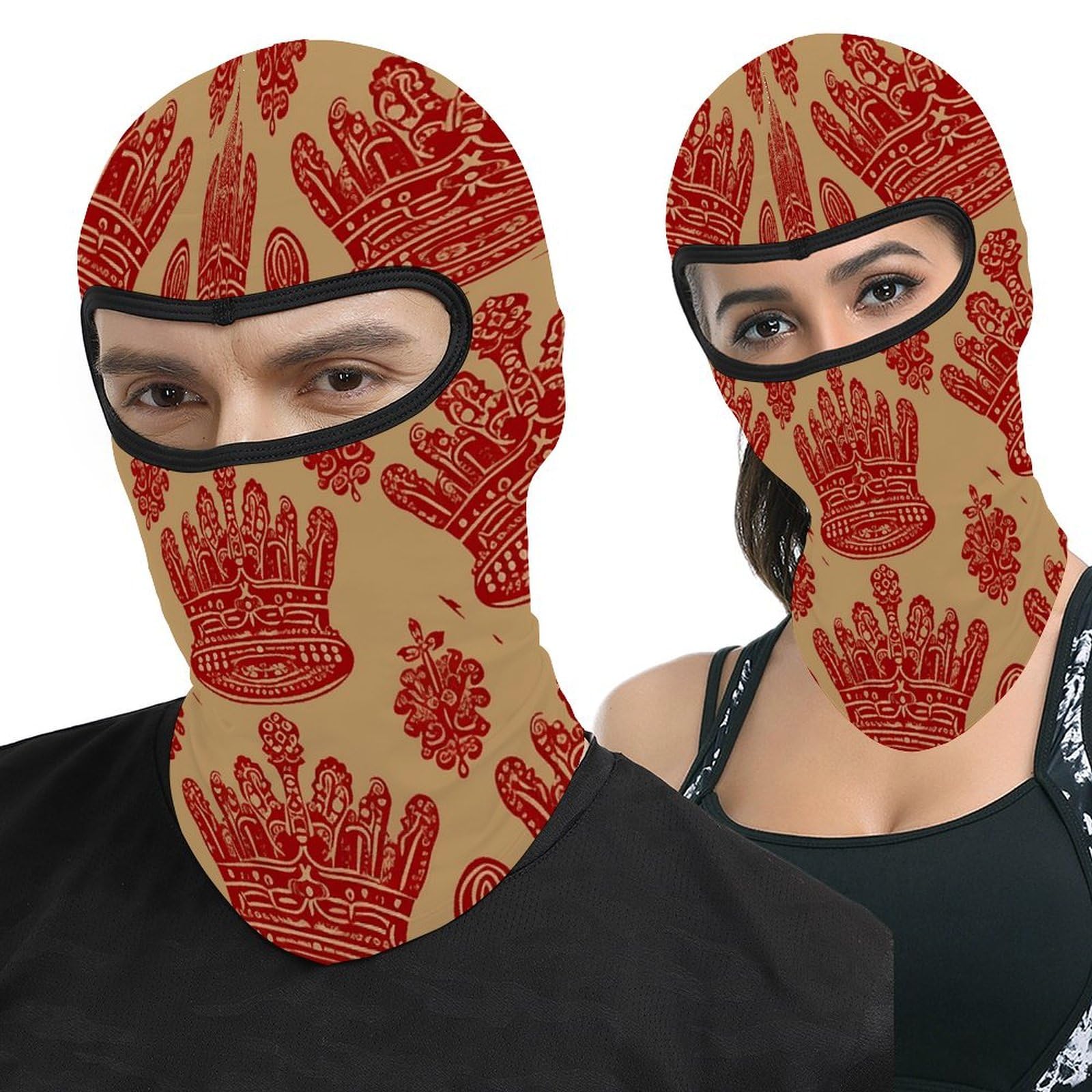 Ski Mask for Men Women Red Crown Printed Full Mask Balaclava Cover Neck Warmer Hat UV Protection Outdoor