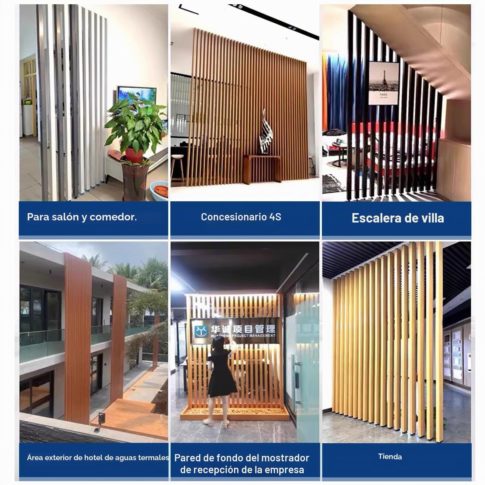 Separador de Ambientes ，Partición de Pared Separador de ambientes De Suelo a Techo Lamas ， Poste Separador Sala de Estar Sencillo， Moderno Entrada Restaurante Oficina(4 Root,100cm/39.3in/3.28ft)