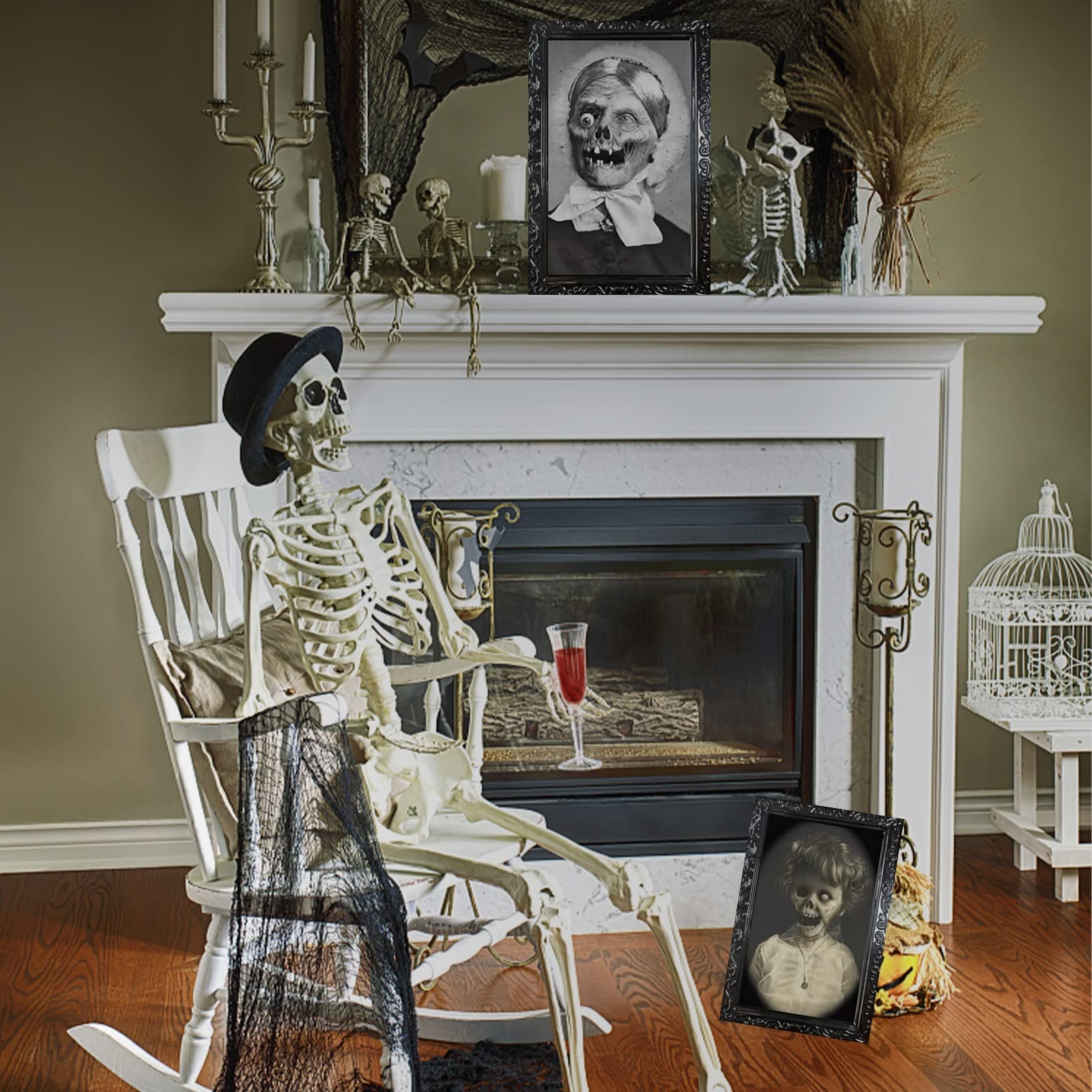 Halloween Changeant Visage Image Cadre 3D Portrait Spooky Portrait Avec Cadre, Portrait Fantôme Effrayant Pour Horreur Theme Party Halloween Décorations Et Décoration Murale À Domicile,D 3pcs