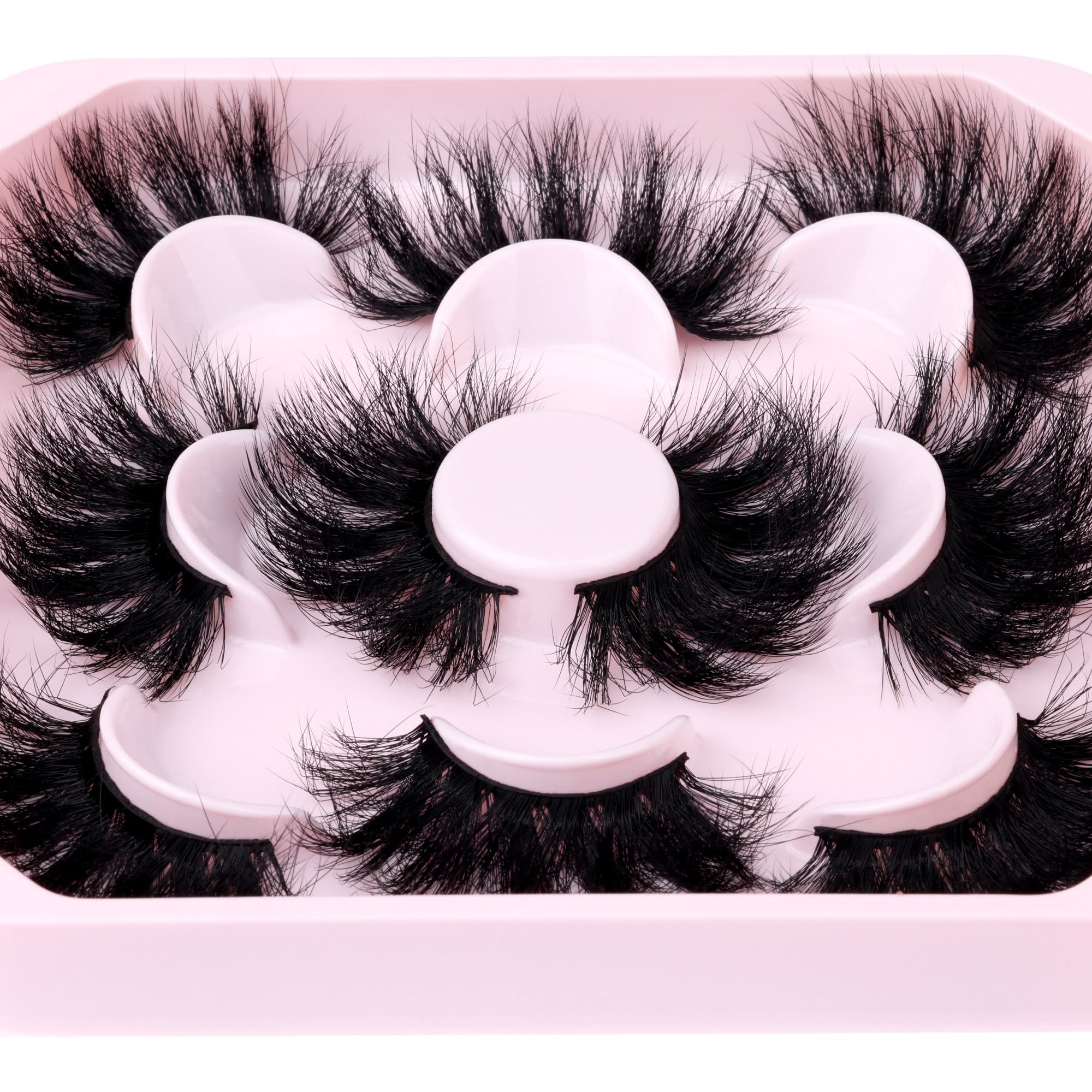 Mink Lashes Fluffy Curly Dramatic Eyelashes Pack 8D Full Volume Lashes that Look Like Extensions 22mm Long Fake Lashes