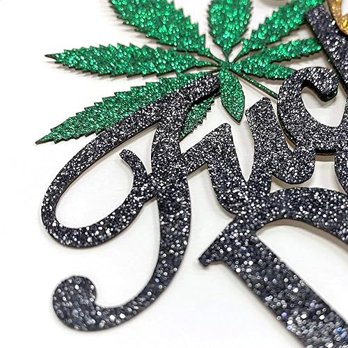 Miniatura 4 de 50 & Fucking Dope - Decoración para pastel de cumpleaños, decoración de pastel de marihuana con purpurina dorada, 420 cumpleaños, suministros de