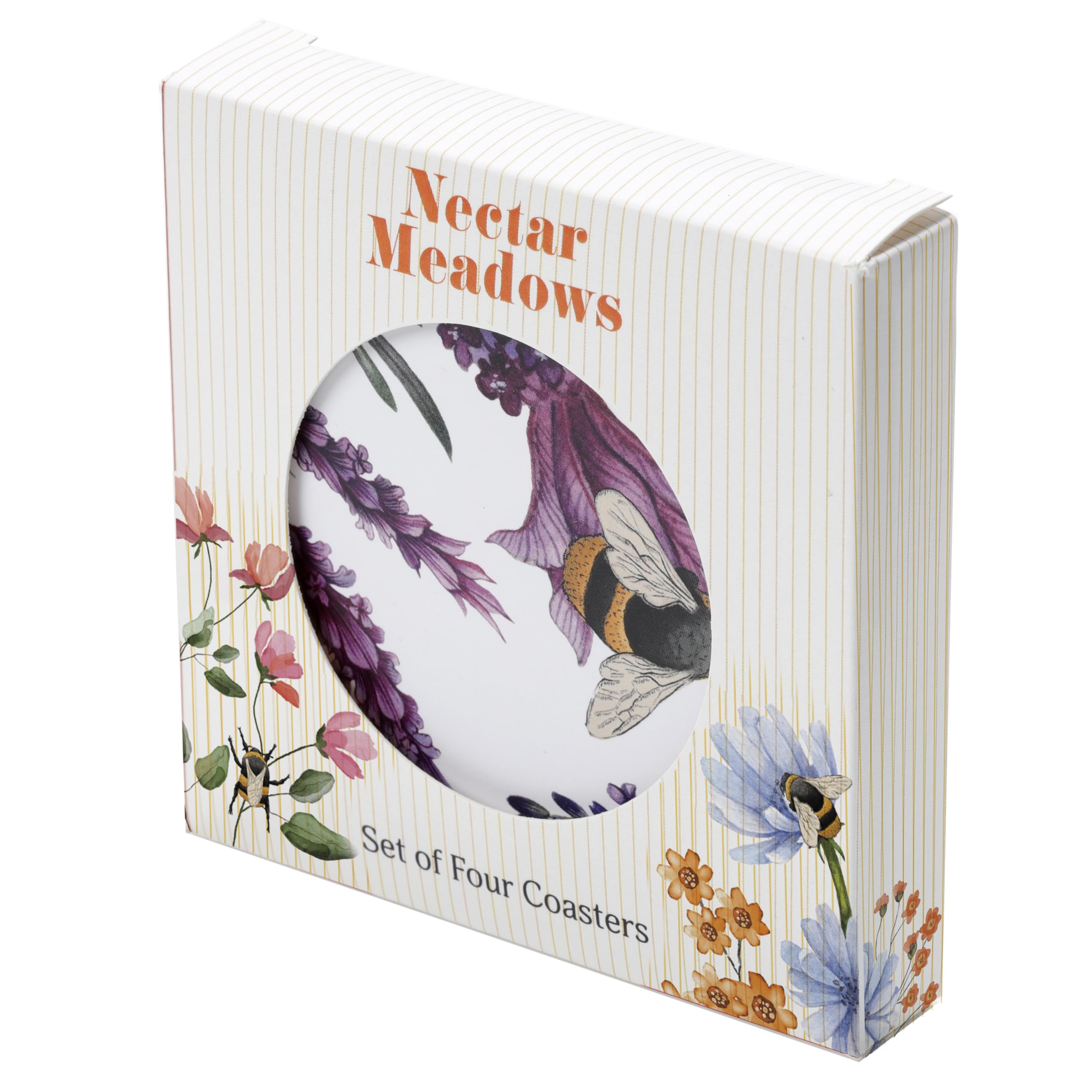 Puckator The Nectar Meadows Set of 4 Cork Coasters - Table Pub Drink Coasters Tiles Placemats - Bar Accessories For Home - Desk Coaster Tile Slate Dining Table Decor Drinks Mats Man Cave Accessories