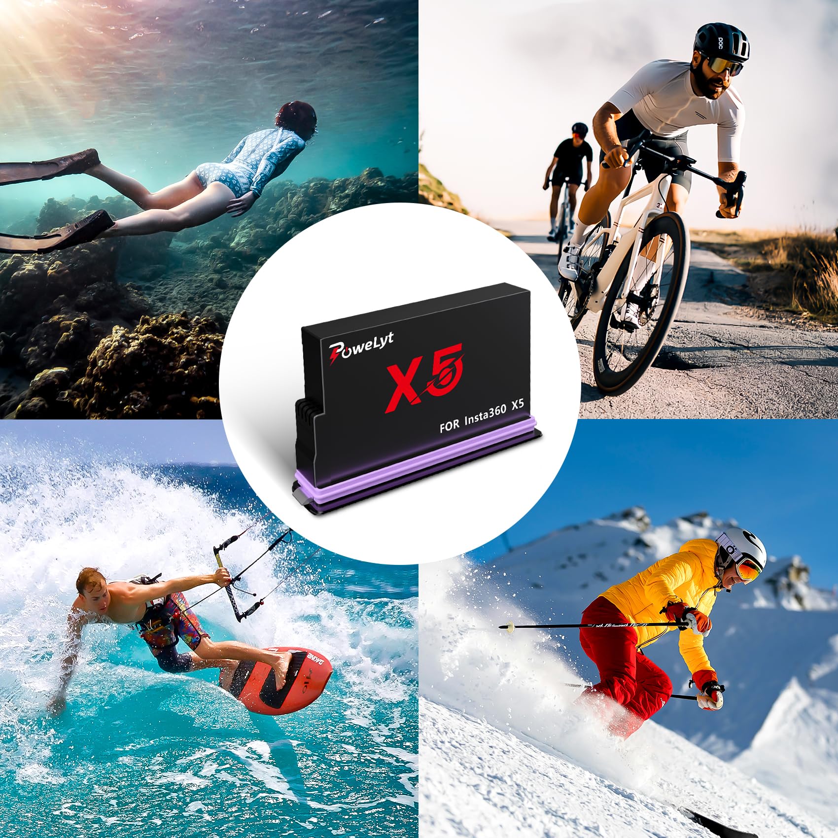 Zestaw ładowarek 360 X5, 2 opakowania 2800 mAh wodoodporne baterie X5 i 2-kanałowa ładowarka do baterii X5 z etui na baterie, może pomieścić kartę Misro SD w pełni kompatybilny z kamerą