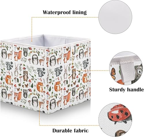 Miniatura 4 de senya Contenedores de almacenamiento grandes plegables de animales del bosque, canastas de almacenamiento plegables de tela, organizador de armario,
