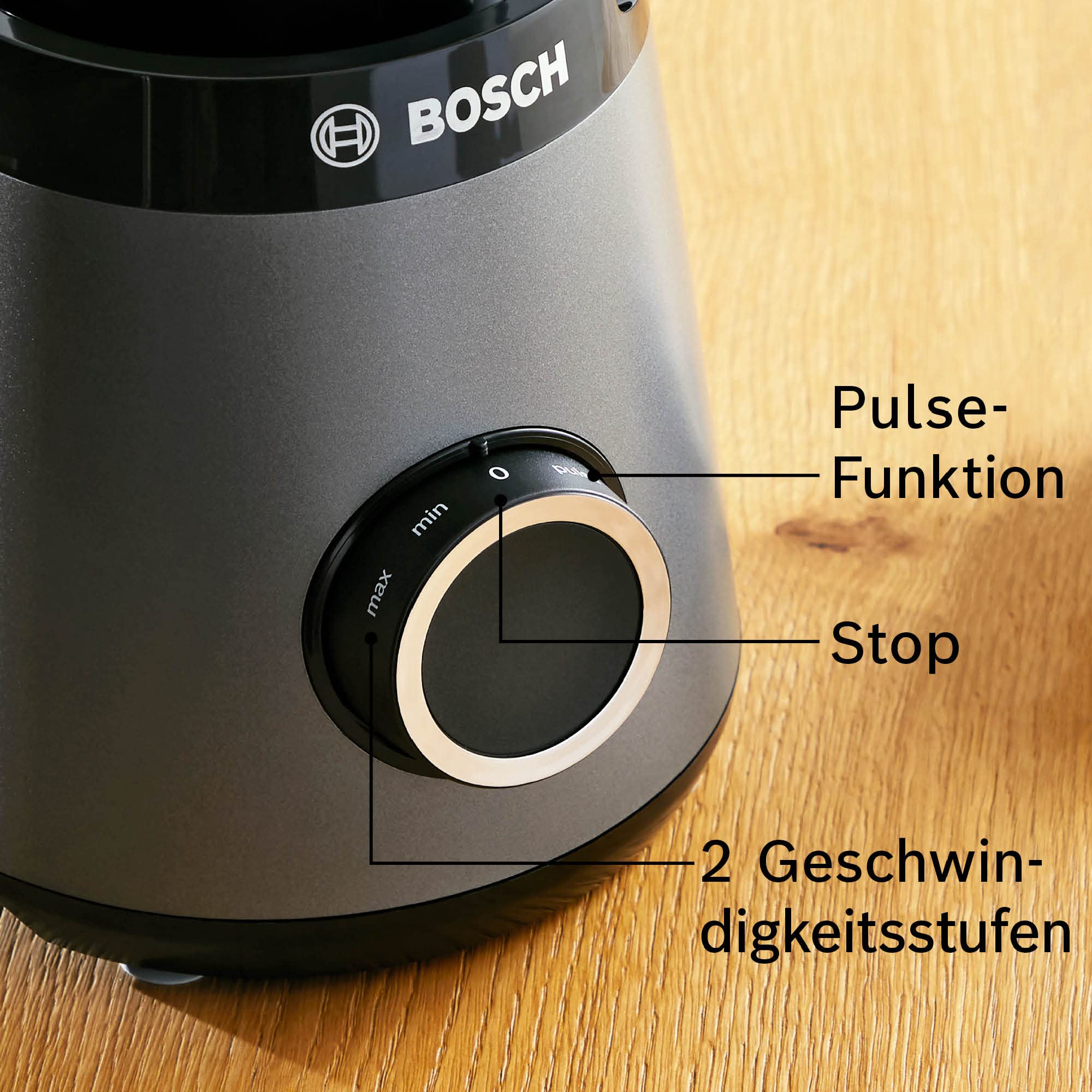 Bosch Blender kielichowy MMB6174SN VitaPower Serie 4, 30 000 obr./min., 1200 W, szklany kielich 1,5 l, butelka na wynos 0,6 l, Szary inox