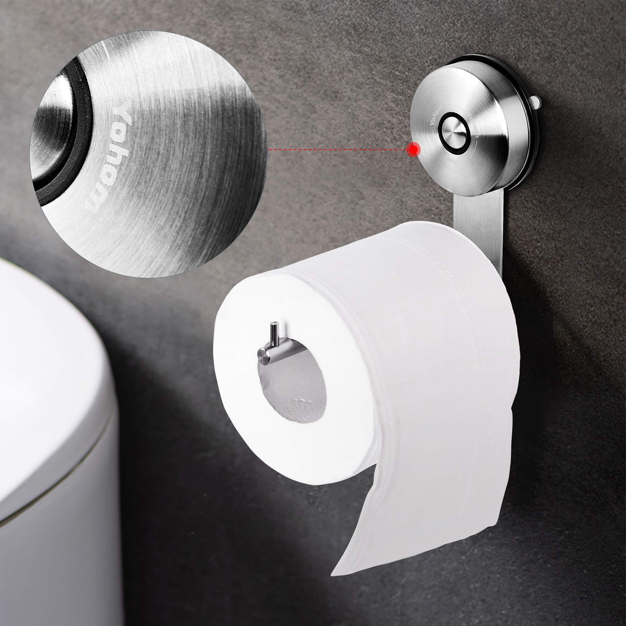 JOMOLA Toiletpapierhouders - JOMOLA zuignappen toiletrolhouder voor badkamer en keuken, papieren handdoekhouders roestvrij staal, zonder boren, geborsteld goud