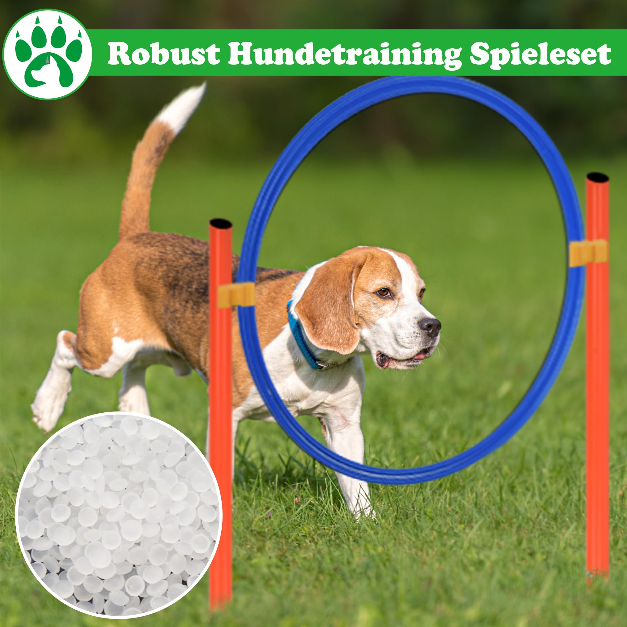 SUBTLETY Agility Ausrüstung für Hunde Groß Klein Hundetraining Spiele Agility Set mit Hundetunnel, Hürden, Slalomstangen, Springring, Pausenfeld und Tragetasche Hundeparcour Zubehör