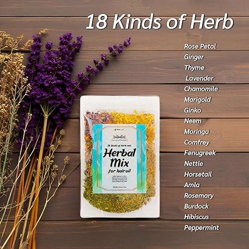 Miniatura 6 de Well's Oil Mezcla de hierbas  18 hierbas esenciales para infusión de aceite para el cabello  Fortalece, nutre y apoya el cabello de aspecto más