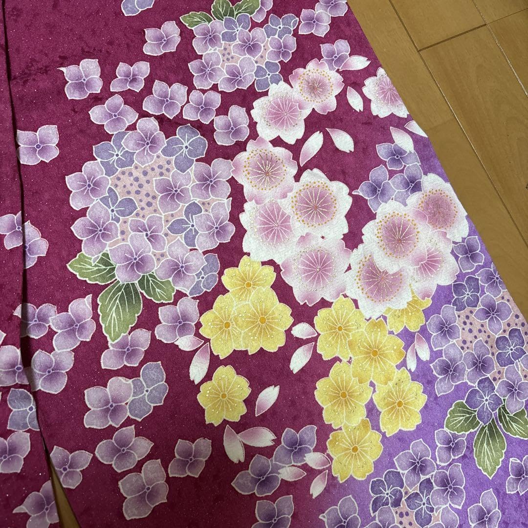 【6/25】振袖☆桜・紫陽花柄（紫色） 6/25】振袖☆桜・紫陽花柄（紫色）