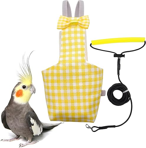 VANFAVORI Arnés de pañales para pájaros, ropa de traje de vuelo con cuerda de correa voladora de 80 pulgadas para loros, conure, cacatúas, aves,