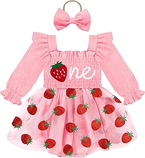 HONGTEYA Baby Girl 1st Birthday Outfit First Birthday Gifts Long Sleeve Tulle Dress One