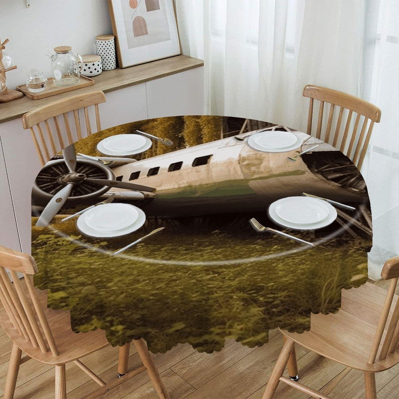 VstaDank - 60 inch round tablecloth easy clean round thick decorative polyester tablecloth for dining kitchen party farmhouse outdoor