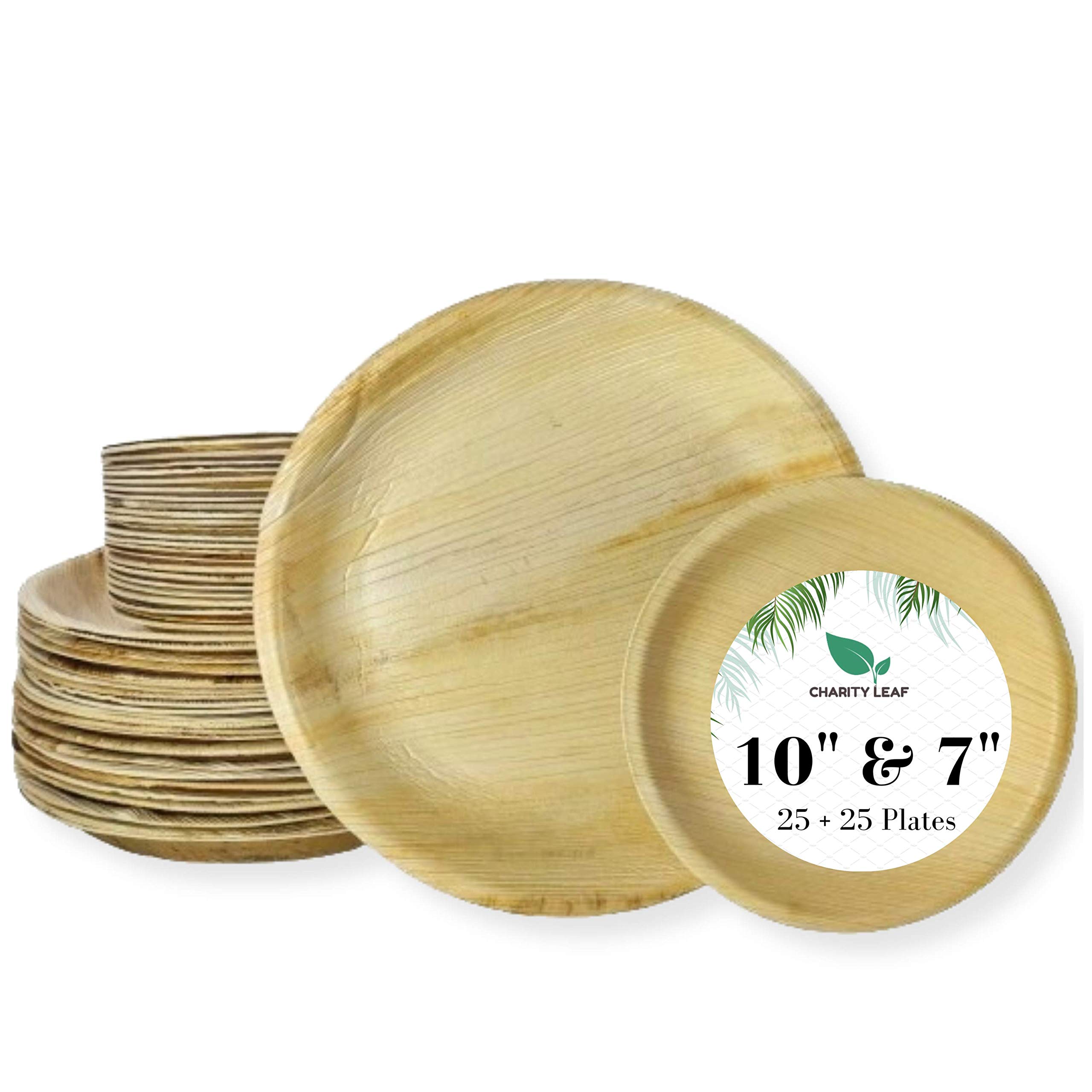 Buy Charity Leaf Disposable Palm Leaf 10" Round Plates (25 pieces) & 7