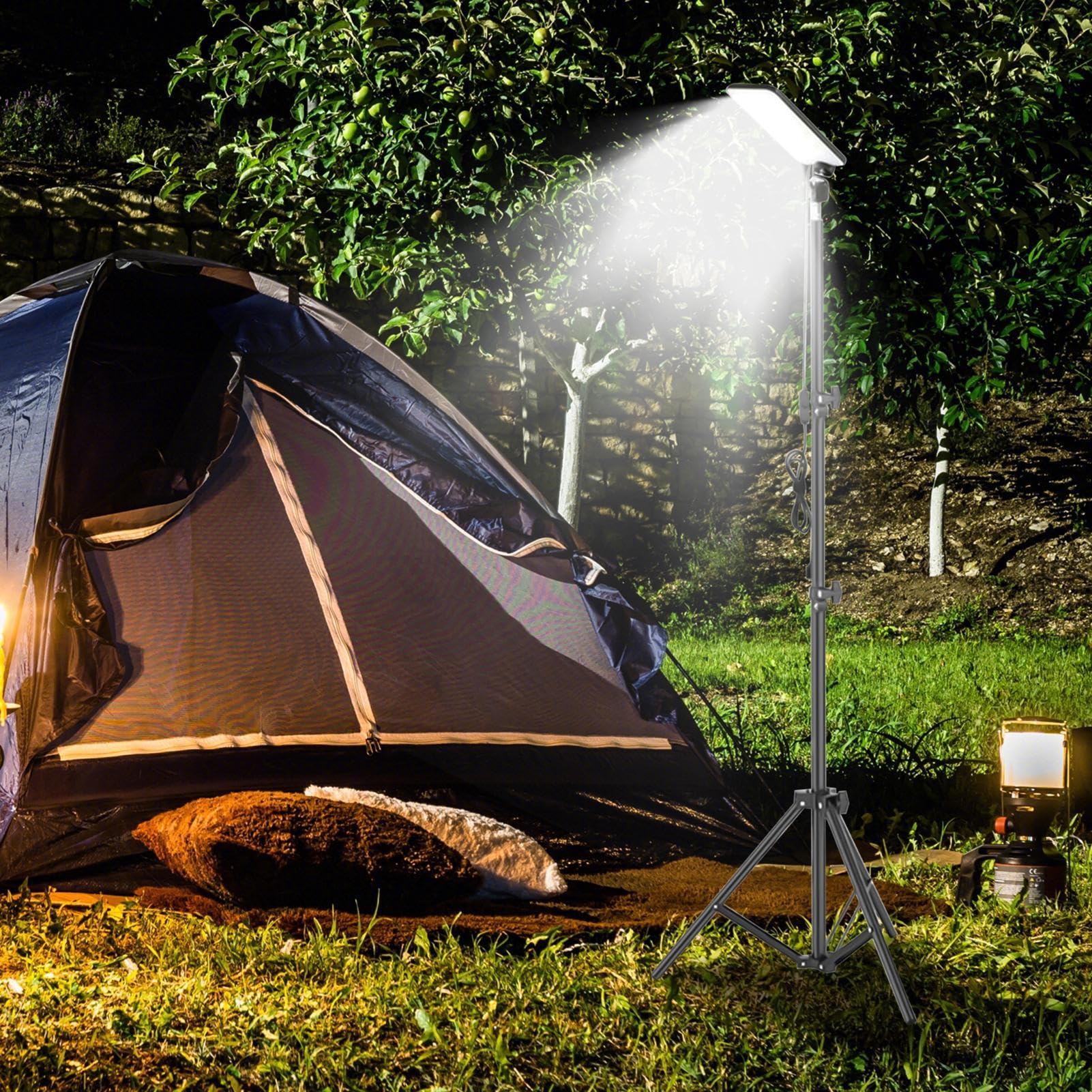 LED Campinglampe Hohe Helligkeit, Verstellbar | Teleskopische Camping-Leuchte mit Stativ Für Nachtangeln, Arbeit, Jagd, Outdoor, Indoor, , Terrasse, , Überdachung,