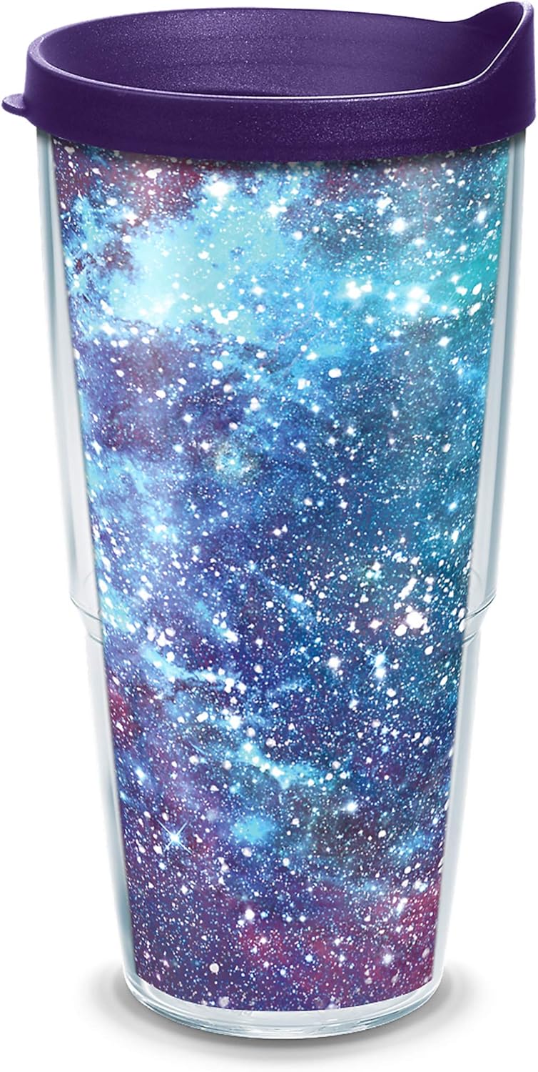 Tervis Purple Galaxy Made in USA Double Walled Insulated Tumbler Travel Cup Keeps Drinks Cold & Hot, 24oz, Classic