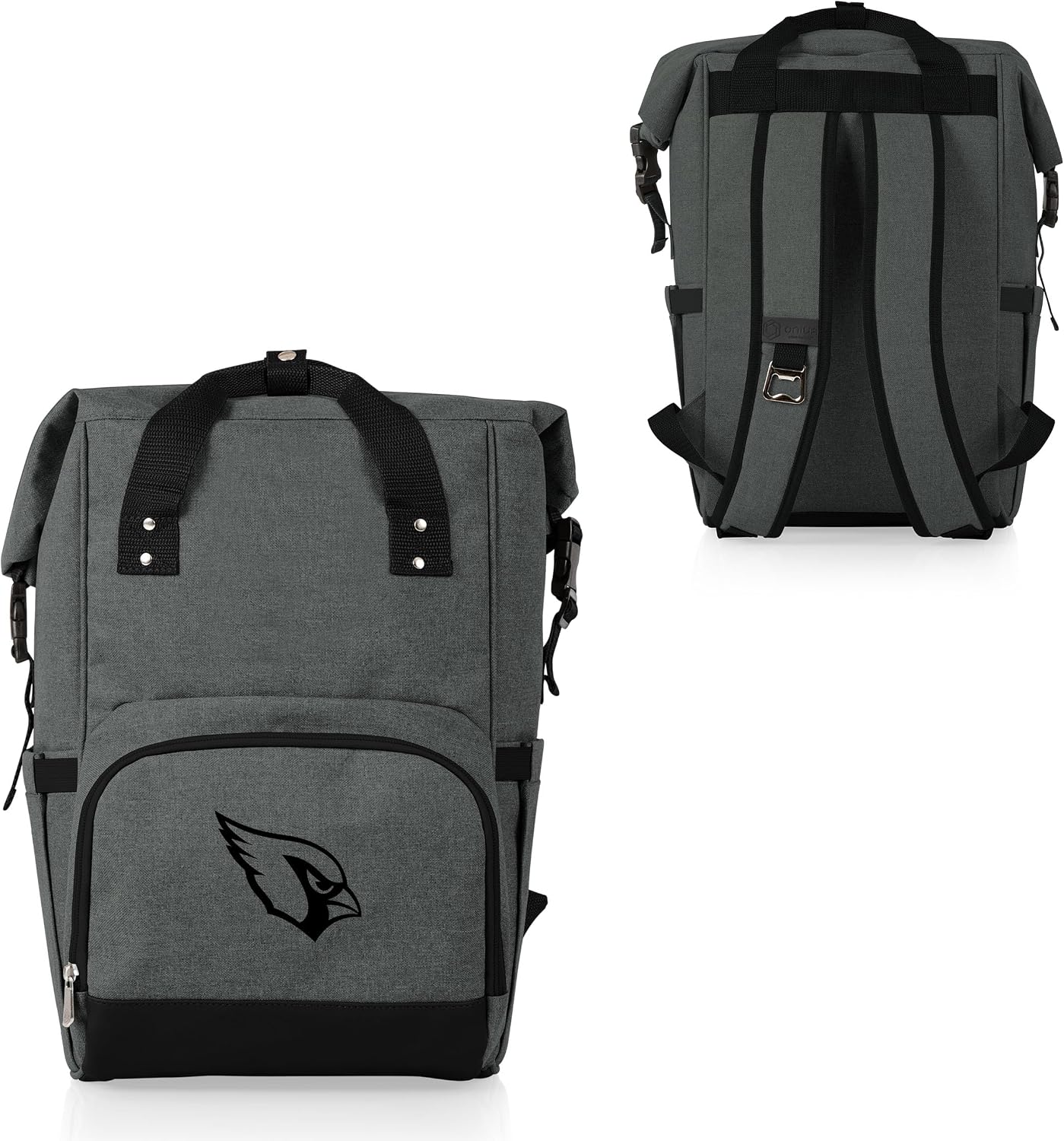 PICNIC TIME NFL Arizona Cardinals OTG Roll-Top Cooler Backpack - Hiking Backpack Cooler - Soft Cooler Bag, (Heathered Gray)