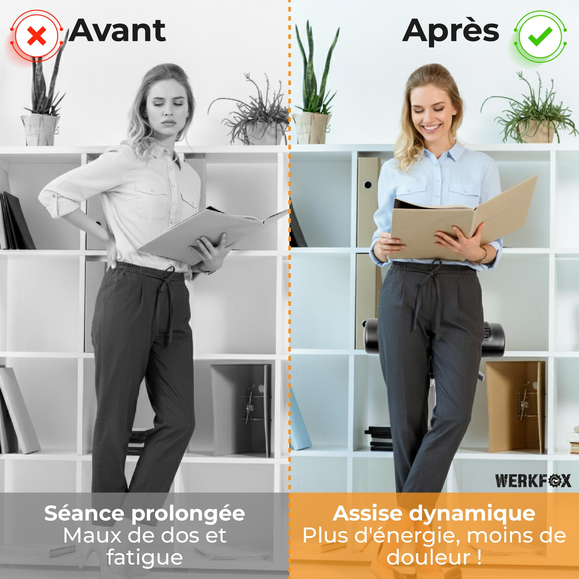 Tabouret Ergonomique Réglable en Hauteur - Confort Absolu pour Bureau et Atelier - Siège Assis Debout Dynamique et Robuste - Améliorez Votre Posture au Travail sans Effort - Noir