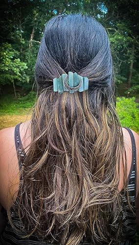 Miniatura 2 de Pinza para el cabello con pasador de sirena de amazonita celta bohemia de cristal para el cabello largo, accesorios para el cabello irlandés, regalo