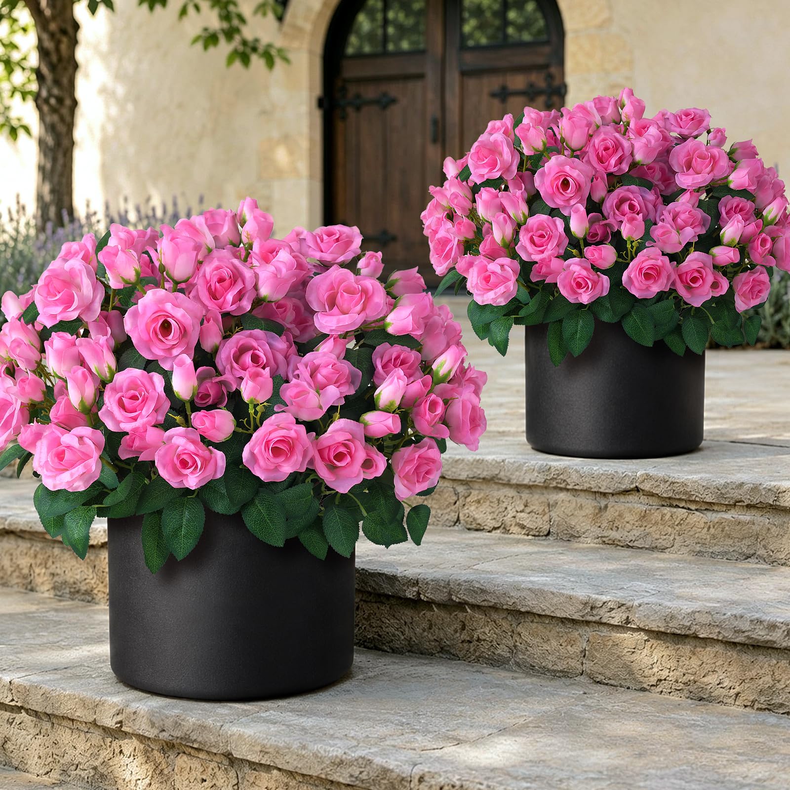 Amazon.com: Juxdp 2 Set of Artificial Rose Topiary Trees - Faux