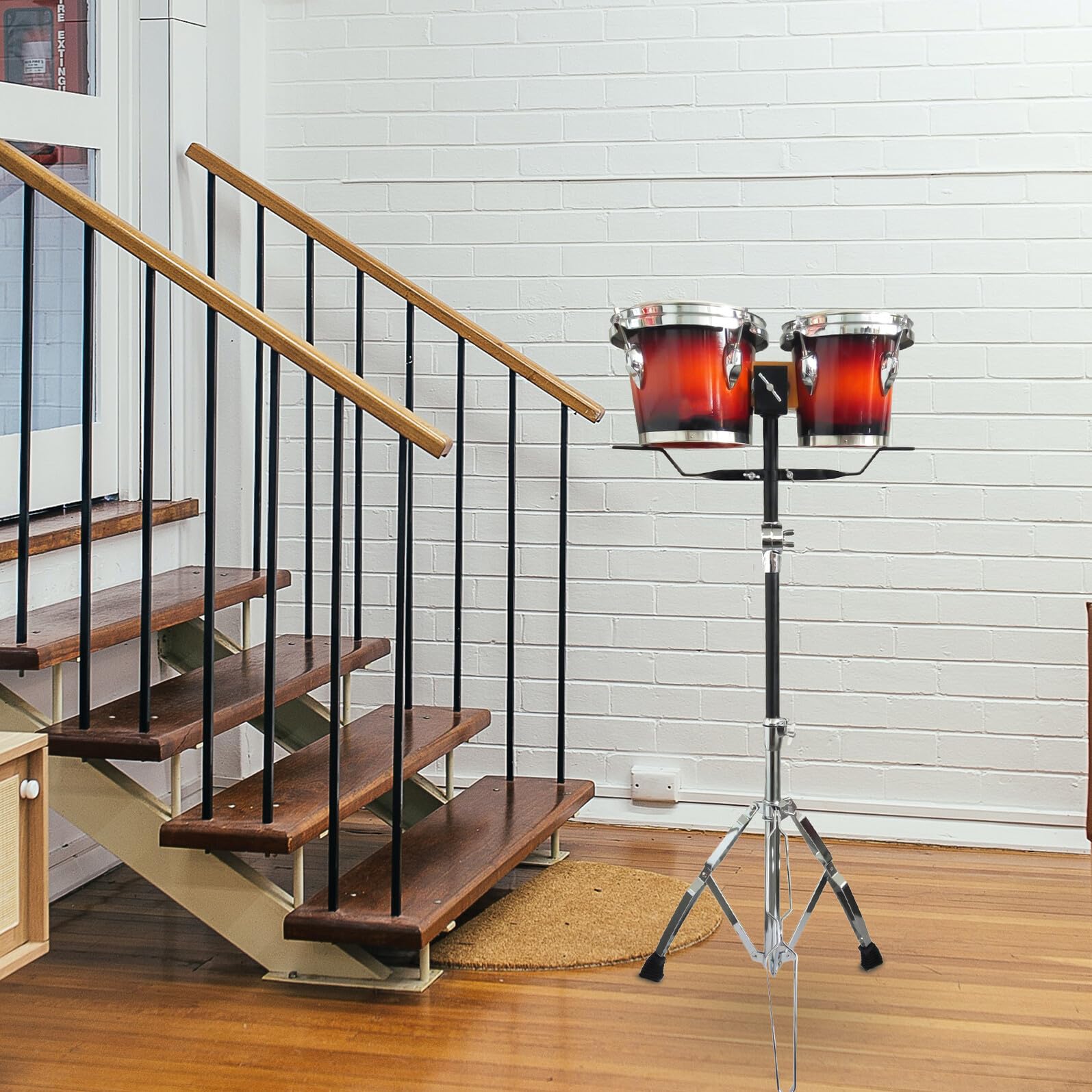 Plateau de Support pour Tambour Noir en Fer Résistant la Rouille à L'usure, Accessoire Solide pour Professionnels et Débutants en Percussion