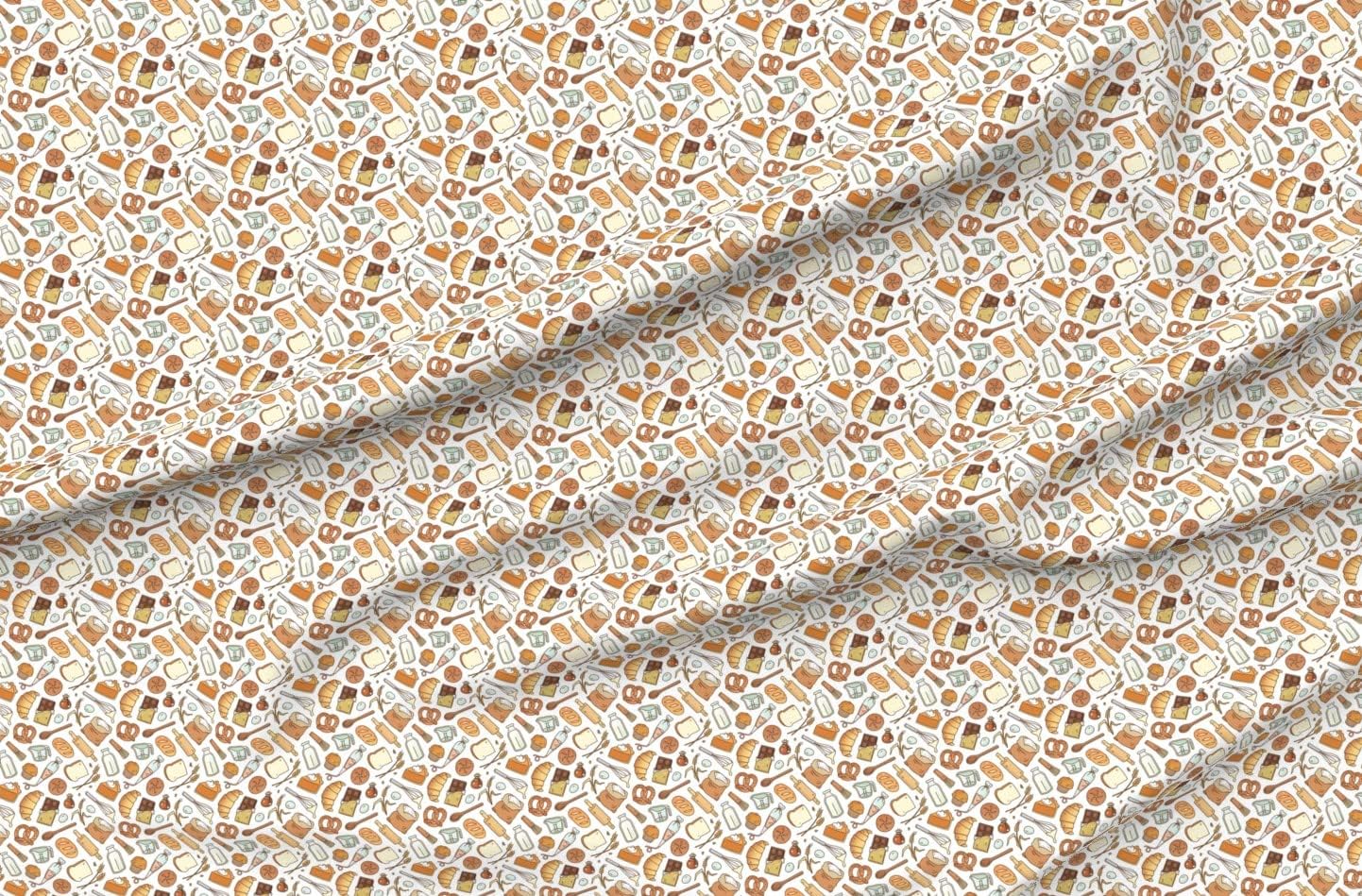 Spoonflower Fabric - Bakery Pattern Small Scale Brown Cooking Chef Printed on Minky Fabric by The Yard - Sewing Baby Blankets Quilt Backing Plush