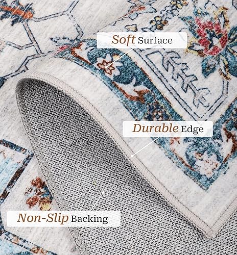 Miniatura 4 de zesthome Alfombra lavable de 5 x 7, resistentes a las manchas, para sala de estar, dormitorio, parte trasera antideslizante, decoración del hogar,