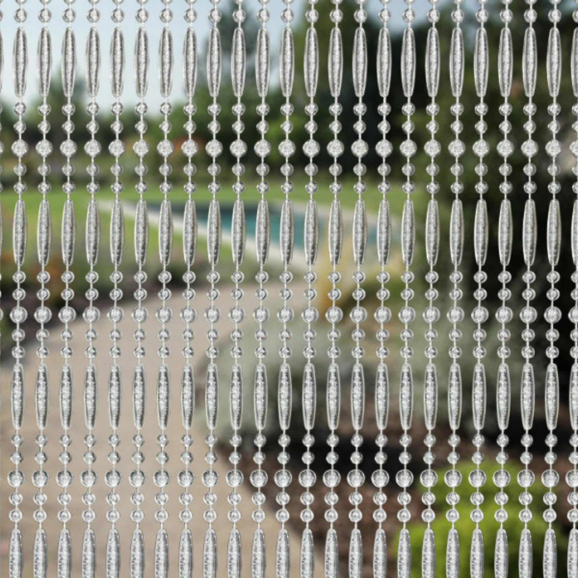 Trente Rideau à perles de différentes tailles et couleurs pour porte de balcon, moustiquaire à perles anti-insectes, transparent, 100 x 230 cm
