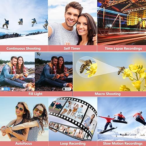 Miniatura 5 de Cámara digital para fotografía, cámara de vlogging 4K para YouTube de 3 pulgadas, pantalla abatible de 180, zoom digital de 18X, cámaras compactas