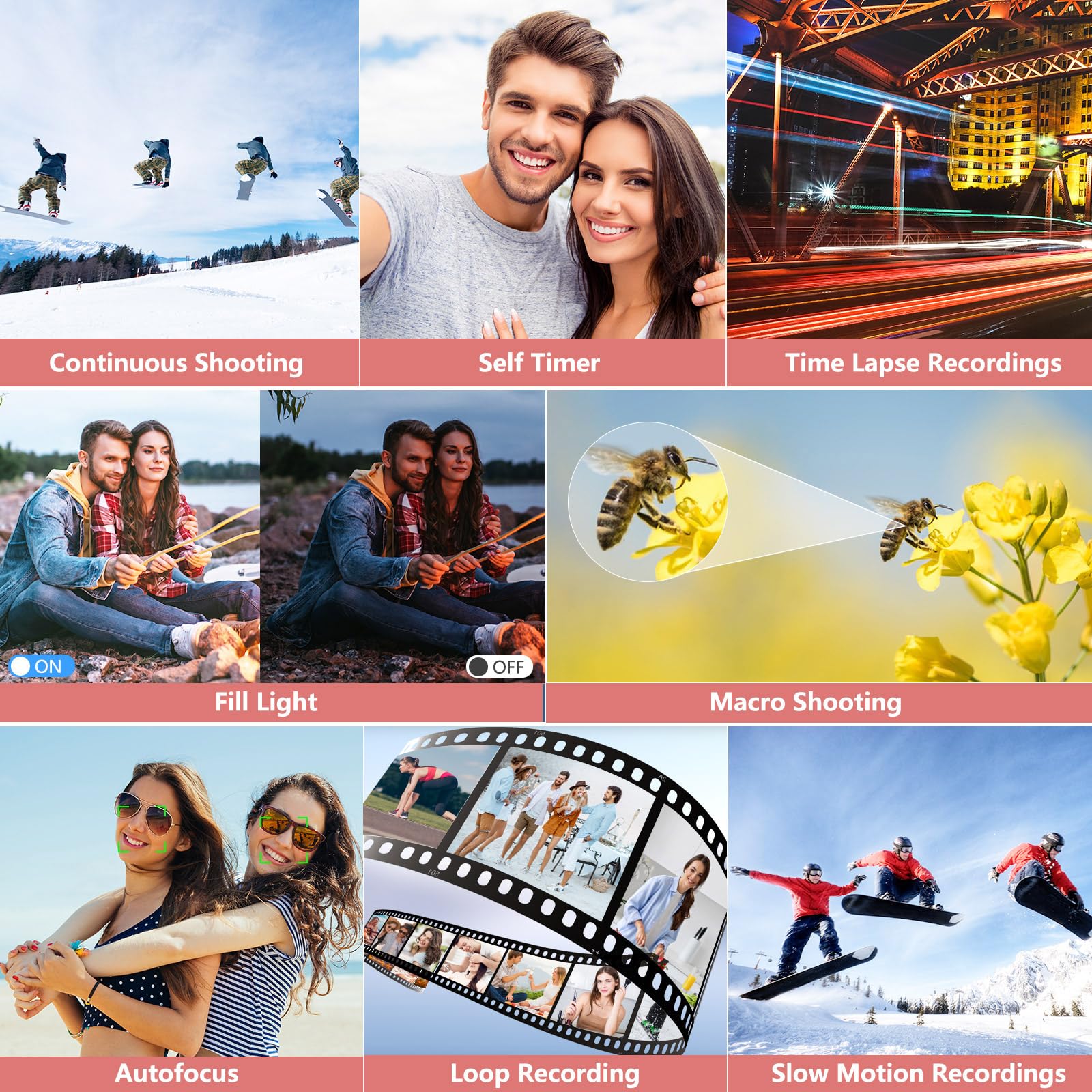 Fotocamera digitale per fotografia, 4K Vlogging Camera per YouTube 3 pollici 180° Flip Screen Zoom digitale 18X Fotocamera compatta con 32GB TF Card & 2 Batterie, Rosa