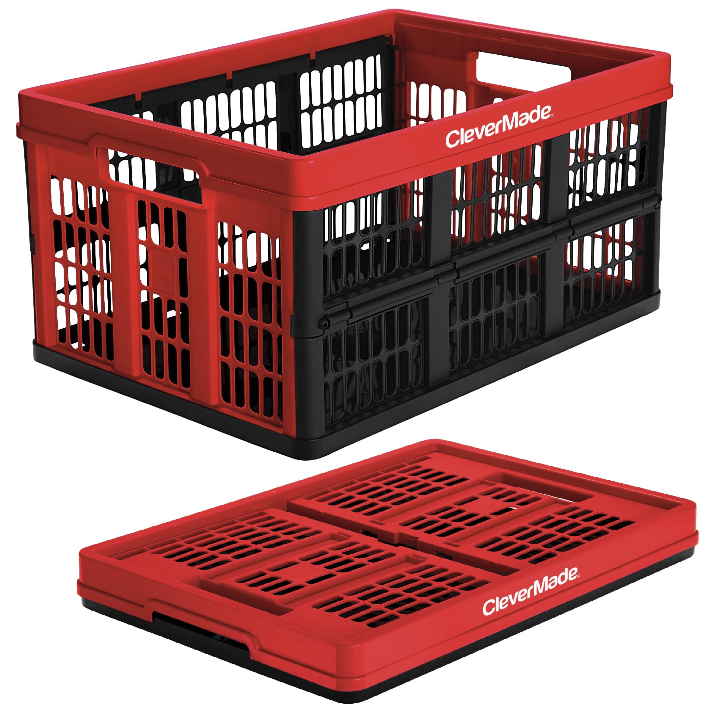 CleverMade Collapsible Utility Crate For Storage, 45L 1 Pack, Red