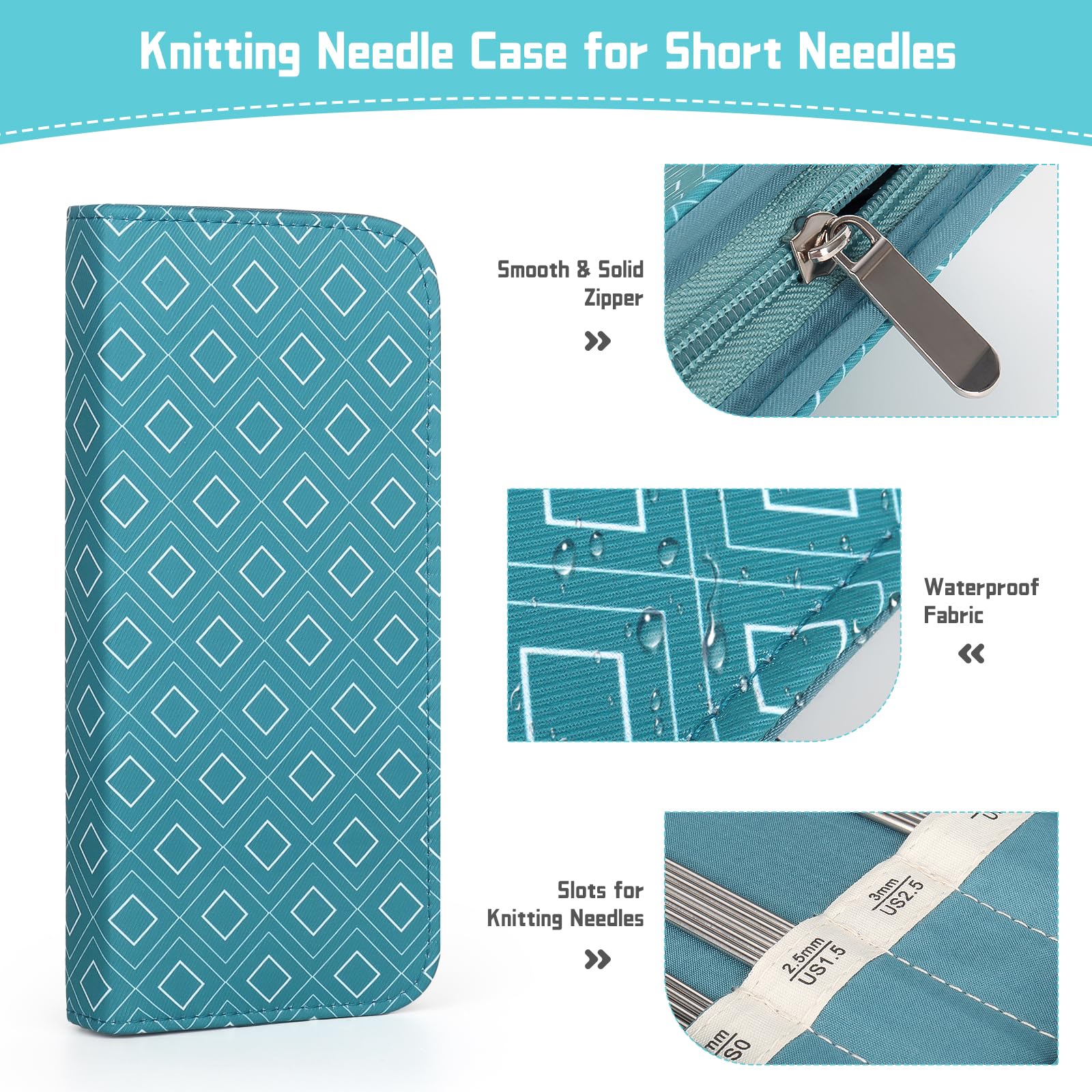 Aeelike Double Pointed Knitting Needles Set, 20cm Stainless Steel Short Double Ended Knitting Needles Set including Case - Image 4