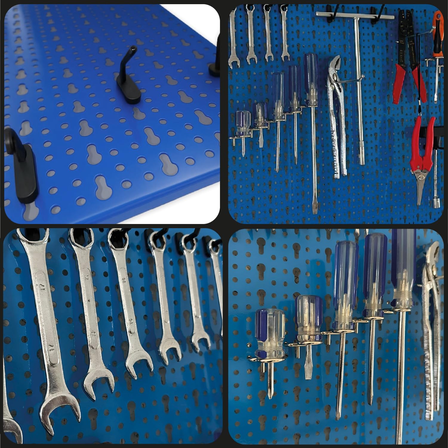 Crisalide® Panel Narzędzi Wiercony Drzwi Narzędzia, Stojak Organizacja Warsztatu, Garaż, Sklep, 50 * 100 CM, Stojak Z Różnymi Hakami (niebieski)