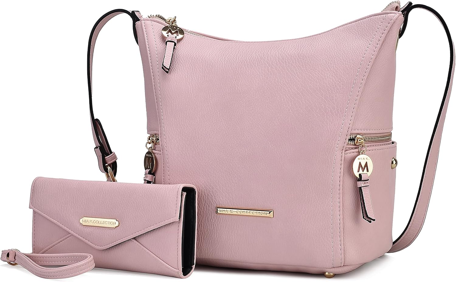 MKF Collection Crossbody Hobo Bag for Women & Wristlet Wallet Purse Set, Vegan Leather Top Handle Shoulder Handbag by Mia K