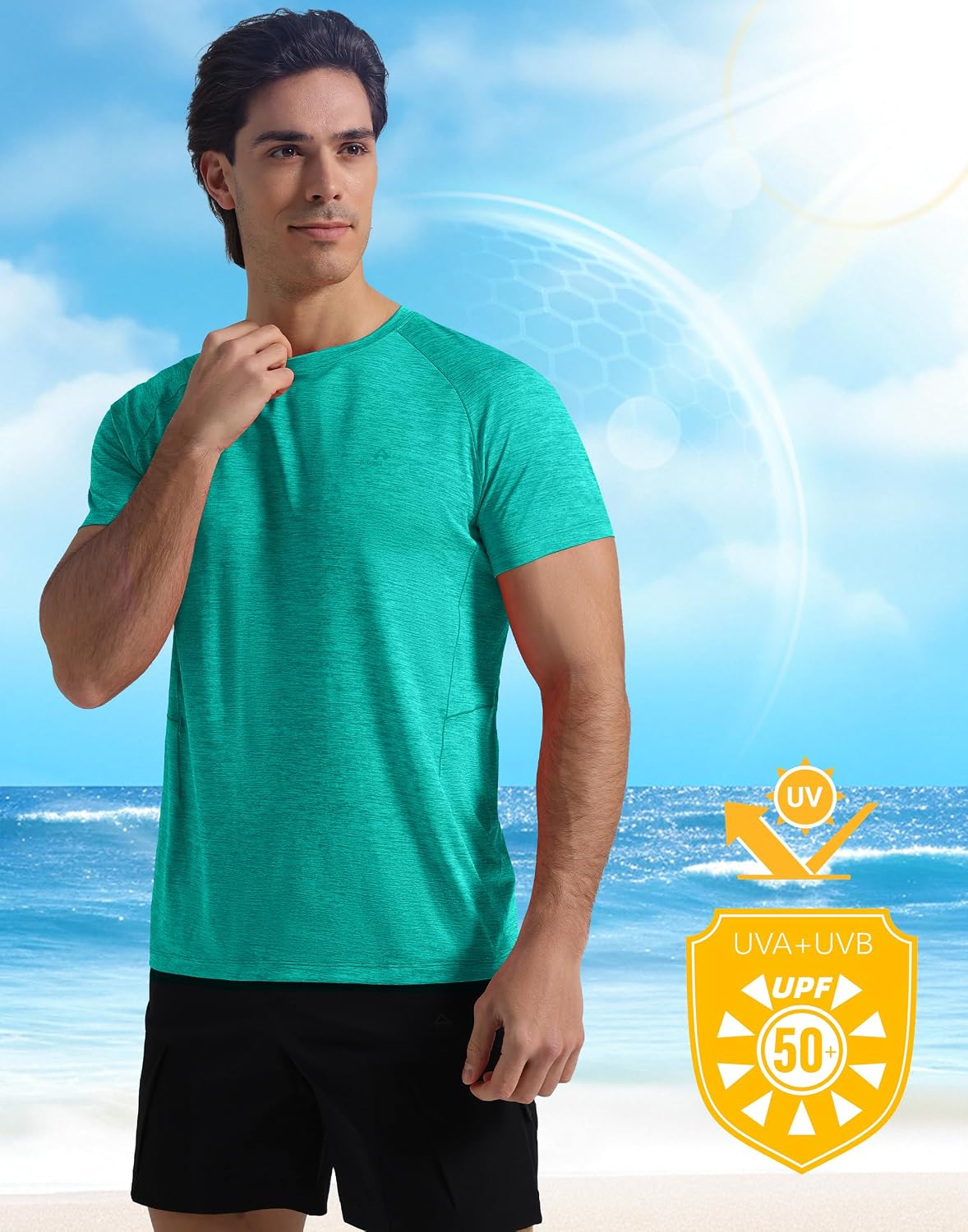 Pioneer Camp Mens Moisture Wicking Running Workout Shirt Performance Athletic T-Shirts UPF 50+ Short Sleeve Active Gym Tops