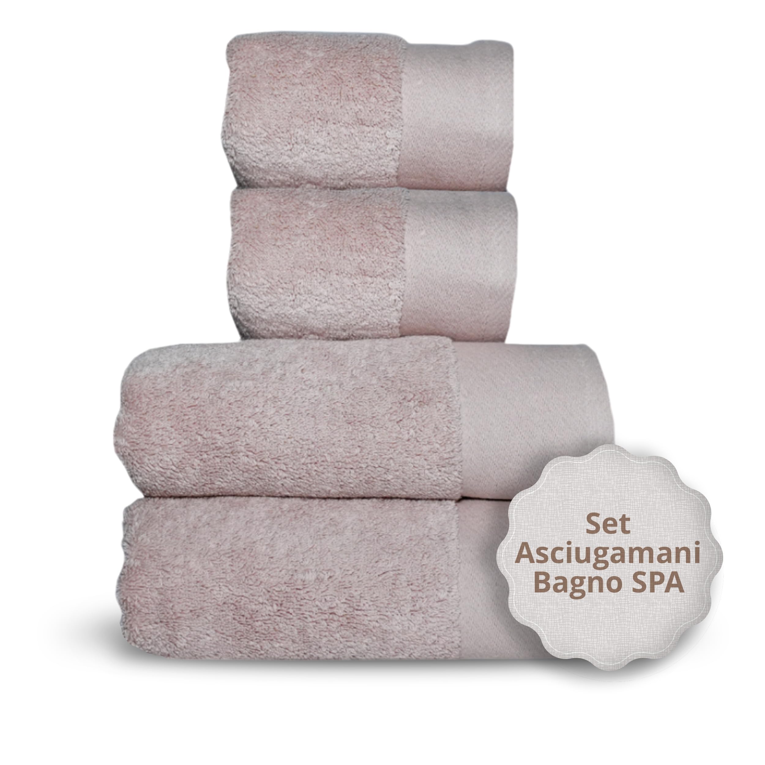 casaviva - Set Asciugamani Bagno 100% Cotone Sublime 750 GSM - Asciugamani Cotone Oeko-Tex Extra Morbido e Assorbente - Set Asciugamani 4 Pezzi - ROSA CIPRIA